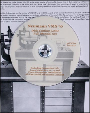 VintageWindings Neumann VMS 66 70 74 Lathe Manual Set DVD